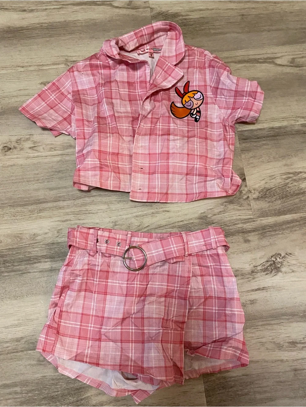 Dolls Kill x The Powerpuff Girls Pink Plaid Two piece skort set